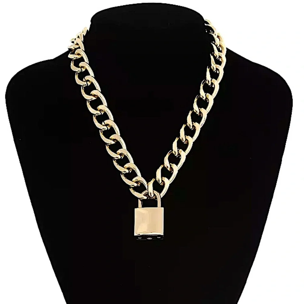 Gold Lock & Key Cuban Chain Link Punk Choker